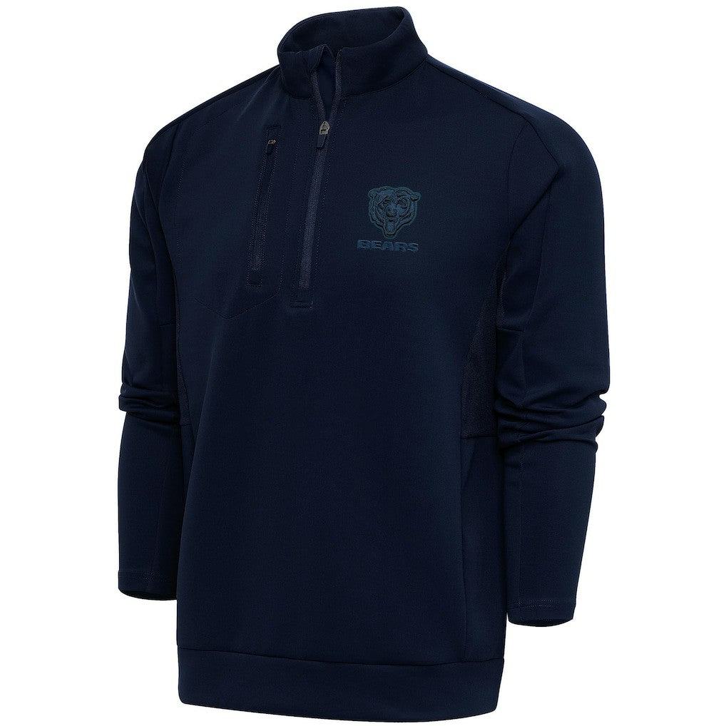 Chicago Bears Antigua Tonal Logo Generation Quarter-Zip Pullover Top - Navy Pullover