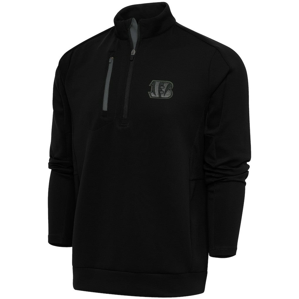 Cincinnati Bengals Antigua Tonal Logo Generation Quarter-Zip Pullover Top - Black Pullover