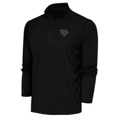 Jacksonville Jaguars Antigua Tonal Logo Tribute Quarter-Zip Pullover Top - Black Pullover