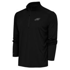 Philadelphia Eagles Antigua Tonal Logo Tribute Quarter-Zip Pullover Top - Black Pullover