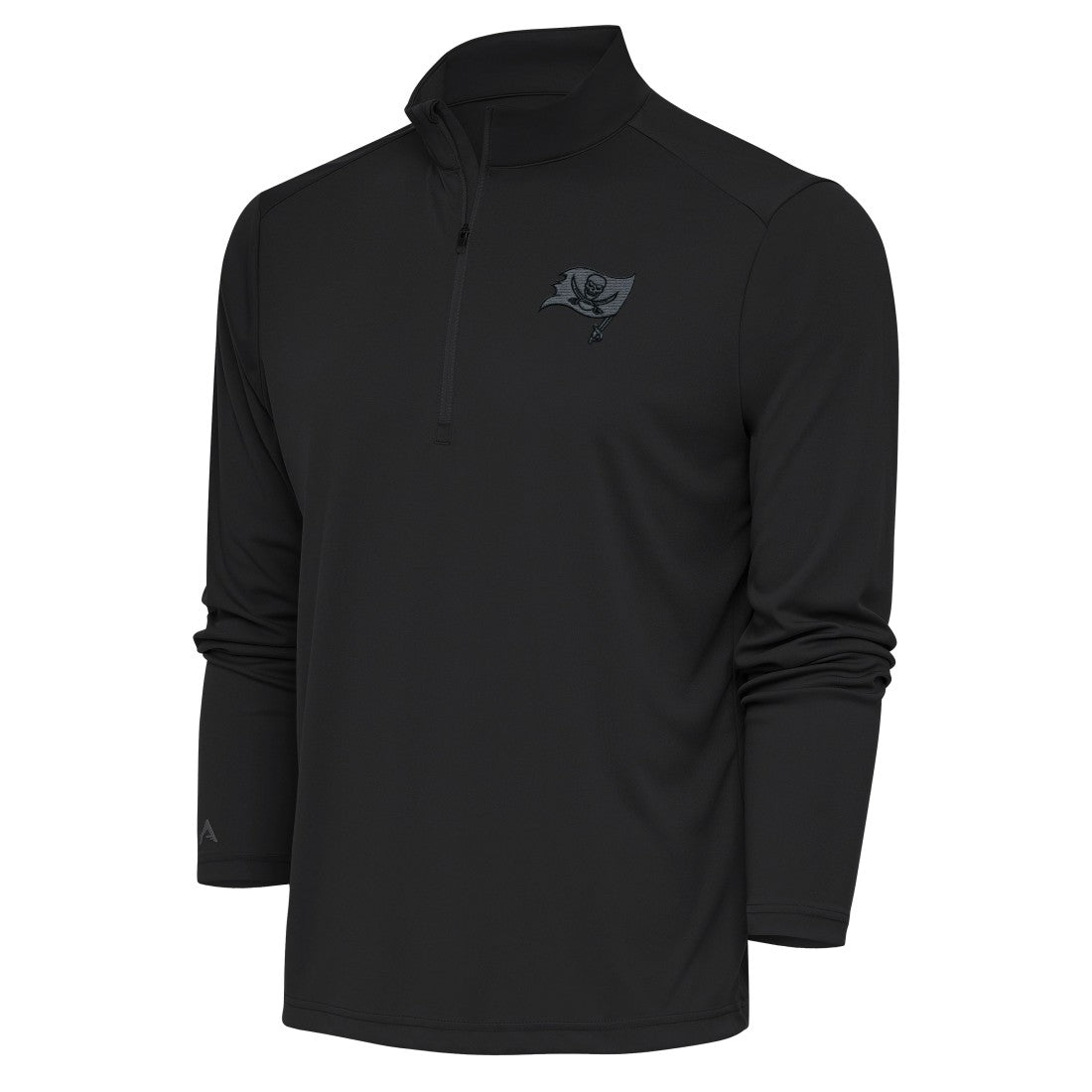 Tampa Bay Buccaneers Antigua Tonal Logo Tribute Quarter-Zip Pullover Top - Charcoal Pullover