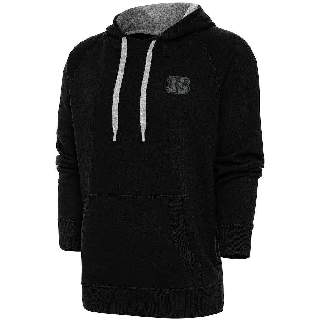 Cincinnati Bengals Antigua Tonal Logo Victory Pullover Hoodie - Black Hoodies