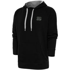 Cincinnati Bengals Antigua Tonal Logo Victory Pullover Hoodie - Black Hoodies