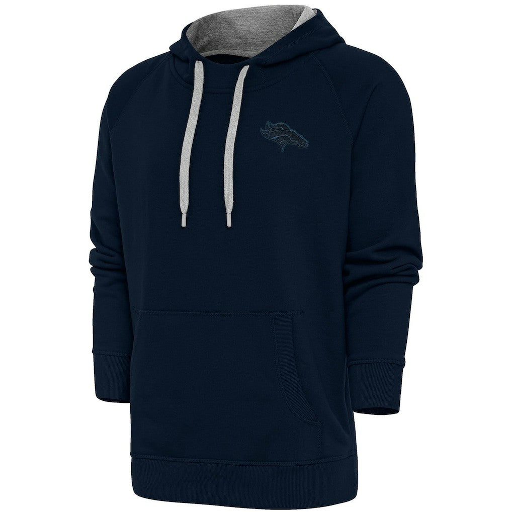 Denver Broncos Antigua Tonal Logo Victory Pullover Hoodie - Navy Hoodies