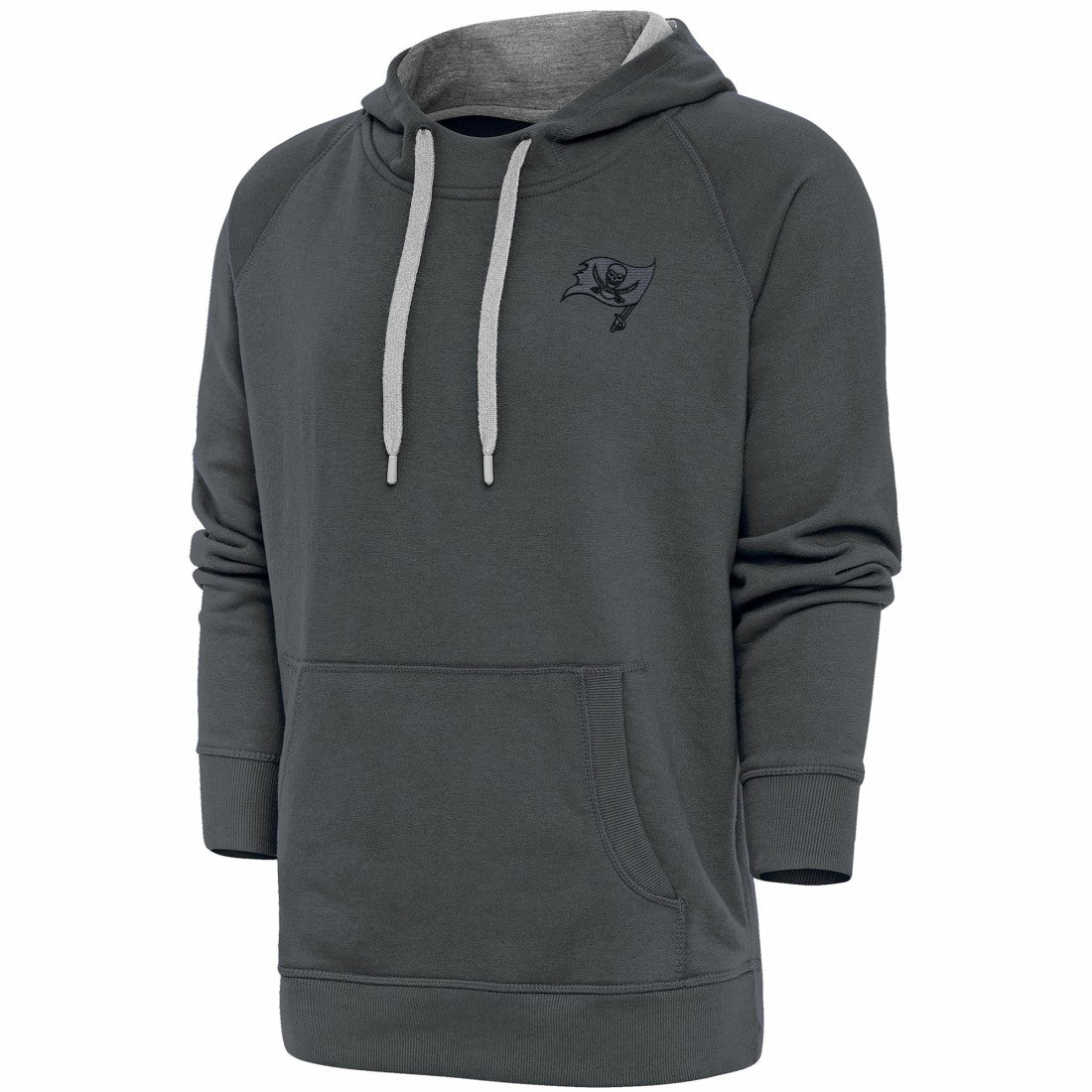 Tampa Bay Buccaneers Antigua Tonal Logo Victory Pullover Hoodie - Charcoal Hoodies
