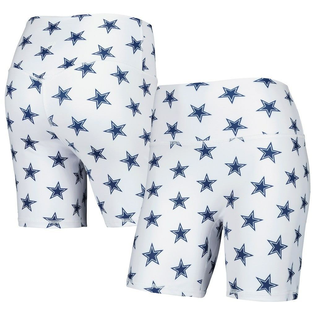 Dallas Cowboys Women's Allover Print Biker Shorts - White Shorts