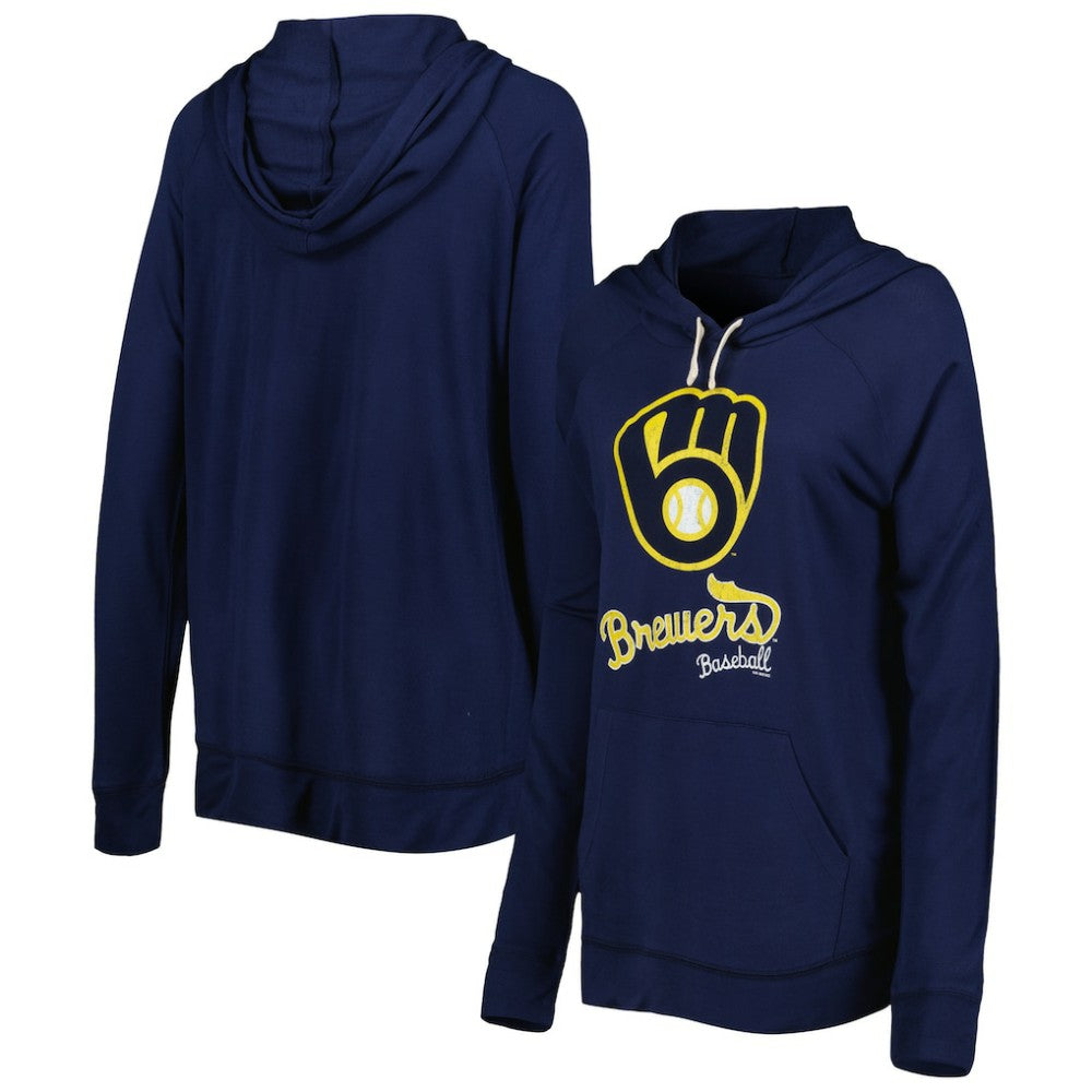 Milwaukee Brewers Touch Women's Pre-Game Raglan Pullover Hoodie - Navy Hoodies
