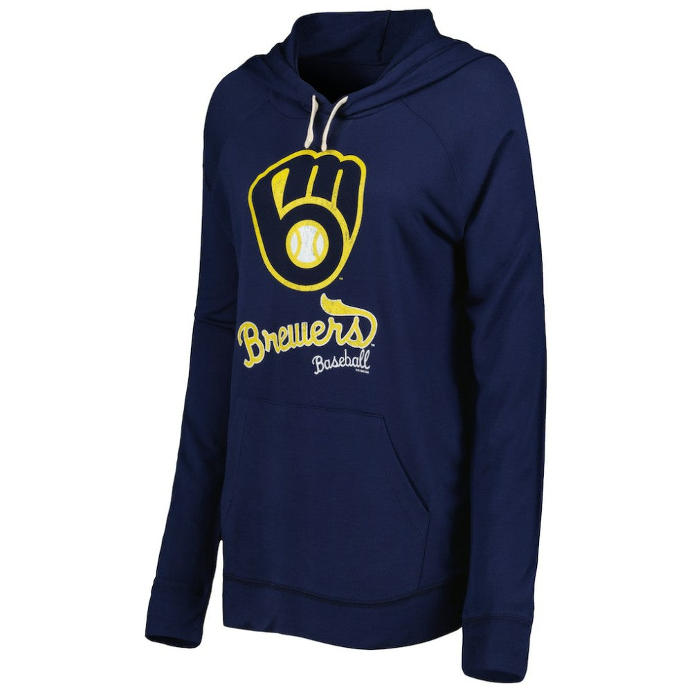 Milwaukee Brewers Touch Women's Pre-Game Raglan Pullover Hoodie - Navy Hoodies