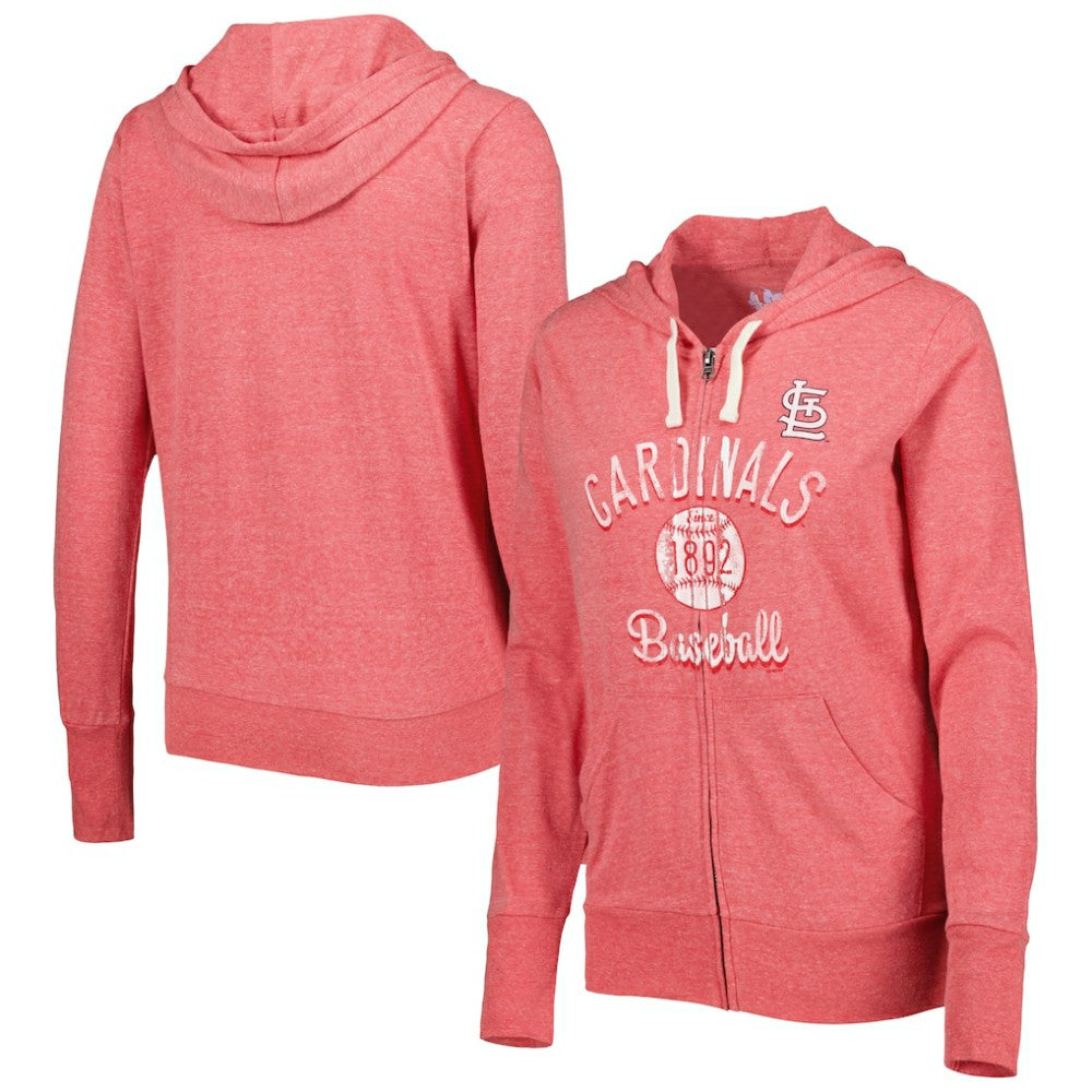 St. Louis Cardinals Touch Women's Training Camp Tri-Blend Lightweight Full-Zip Hoodie - Red Hoodies