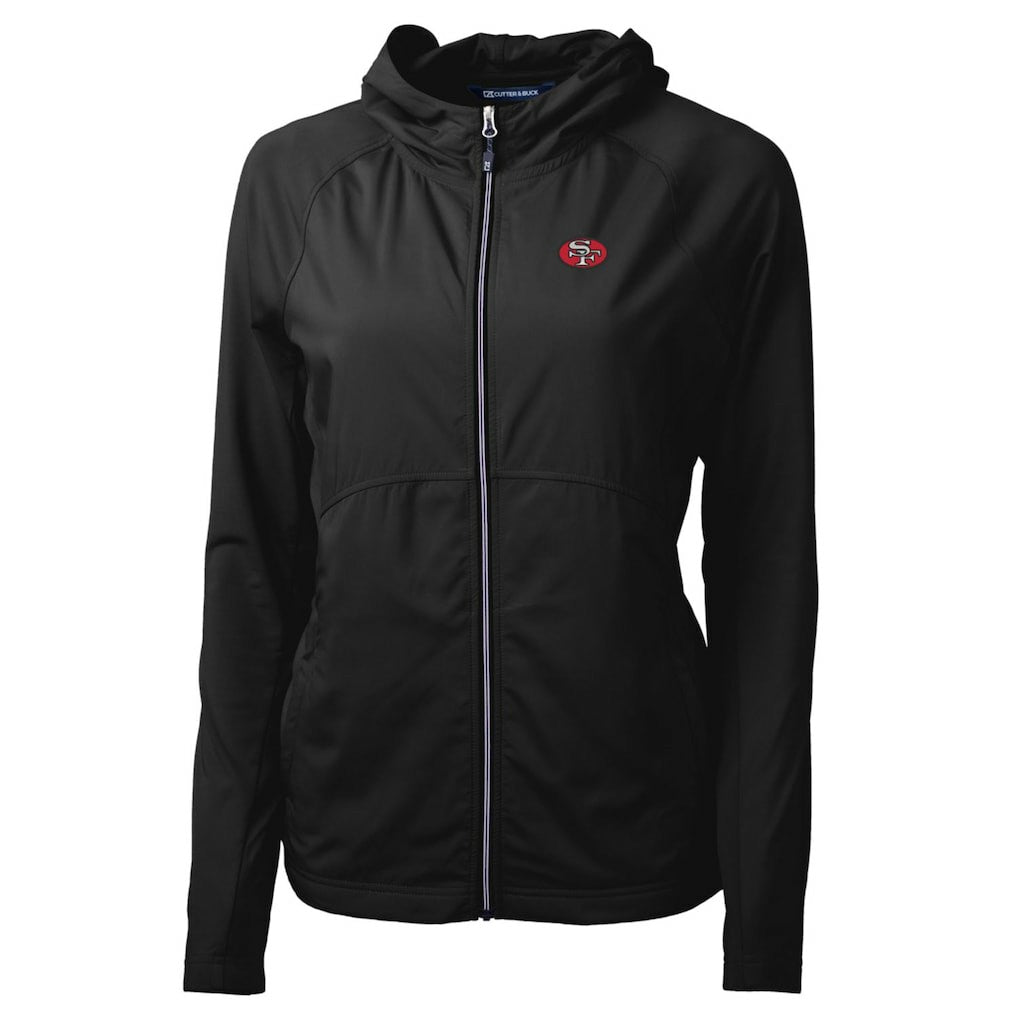 San Francisco 49ers Cutter & Buck Women's Throwback Logo Adapt Eco Knit Hybrid Recycled Full-Zip Hoodie - Black Hoodies