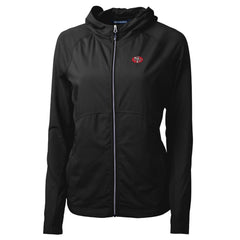 San Francisco 49ers Cutter & Buck Women's Throwback Logo Adapt Eco Knit Hybrid Recycled Full-Zip Hoodie - Black Hoodies