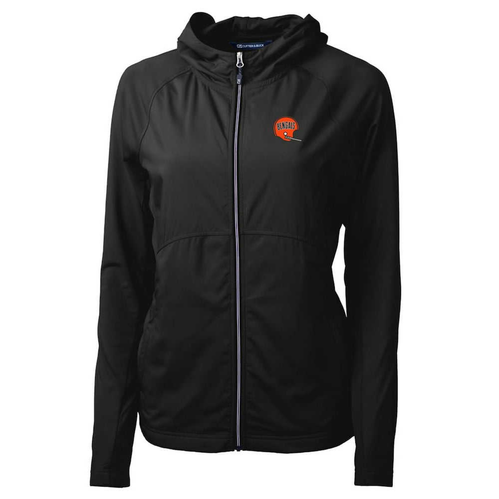 Cincinnati Bengals Cutter & Buck Women's Throwback Logo Adapt Eco Knit Hybrid Recycled Full-Zip Hoodie - Black Hoodies