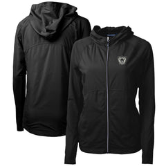 Las Vegas Raiders Cutter & Buck Women's Throwback Logo Adapt Eco Knit Hybrid Recycled Full-Zip Hoodie - Black Hoodies