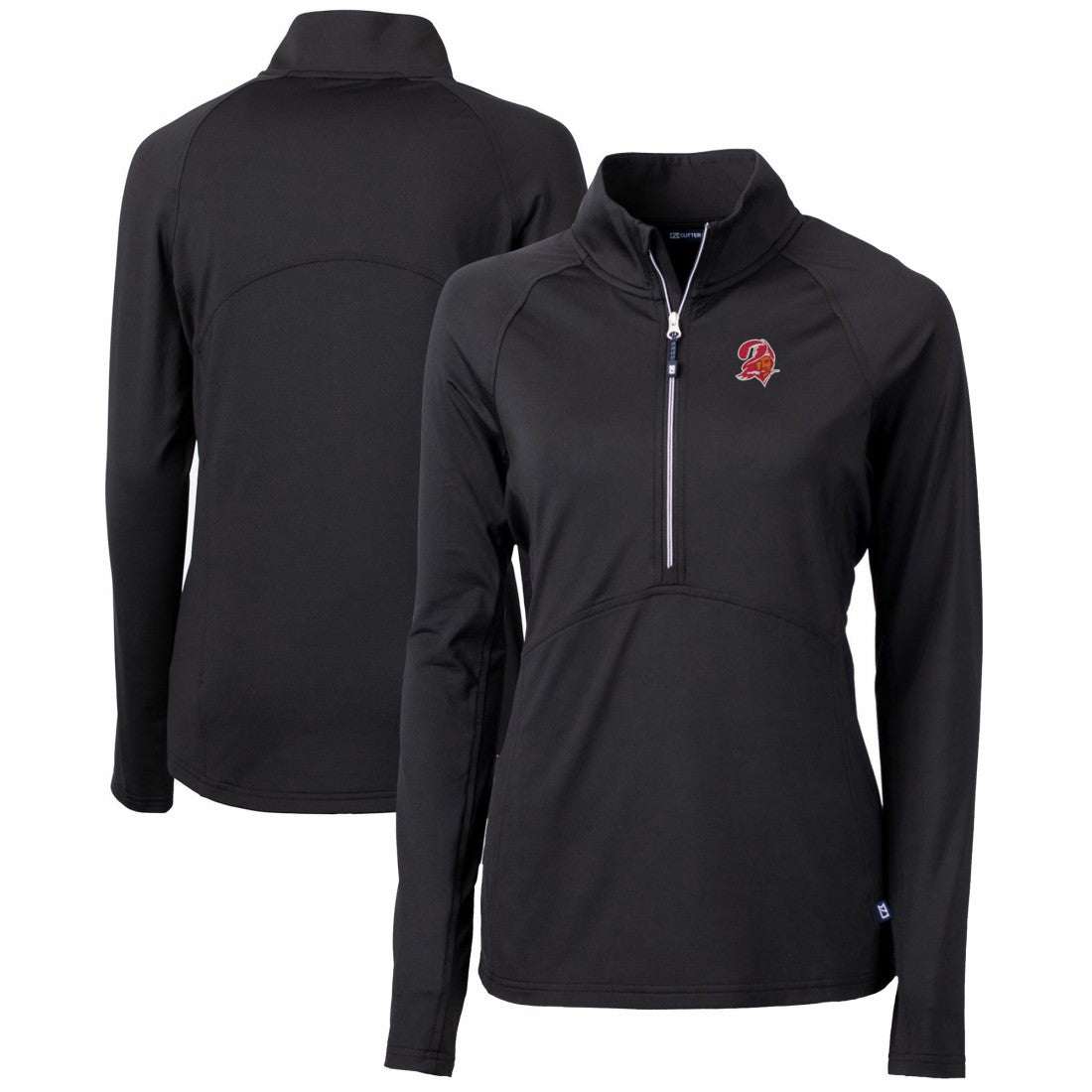 Tampa Bay Buccaneers Cutter & Buck Women's Throwback Logo Adapt Eco Knit Stretch Recycled Half-Zip Pullover Top - Black Pullover