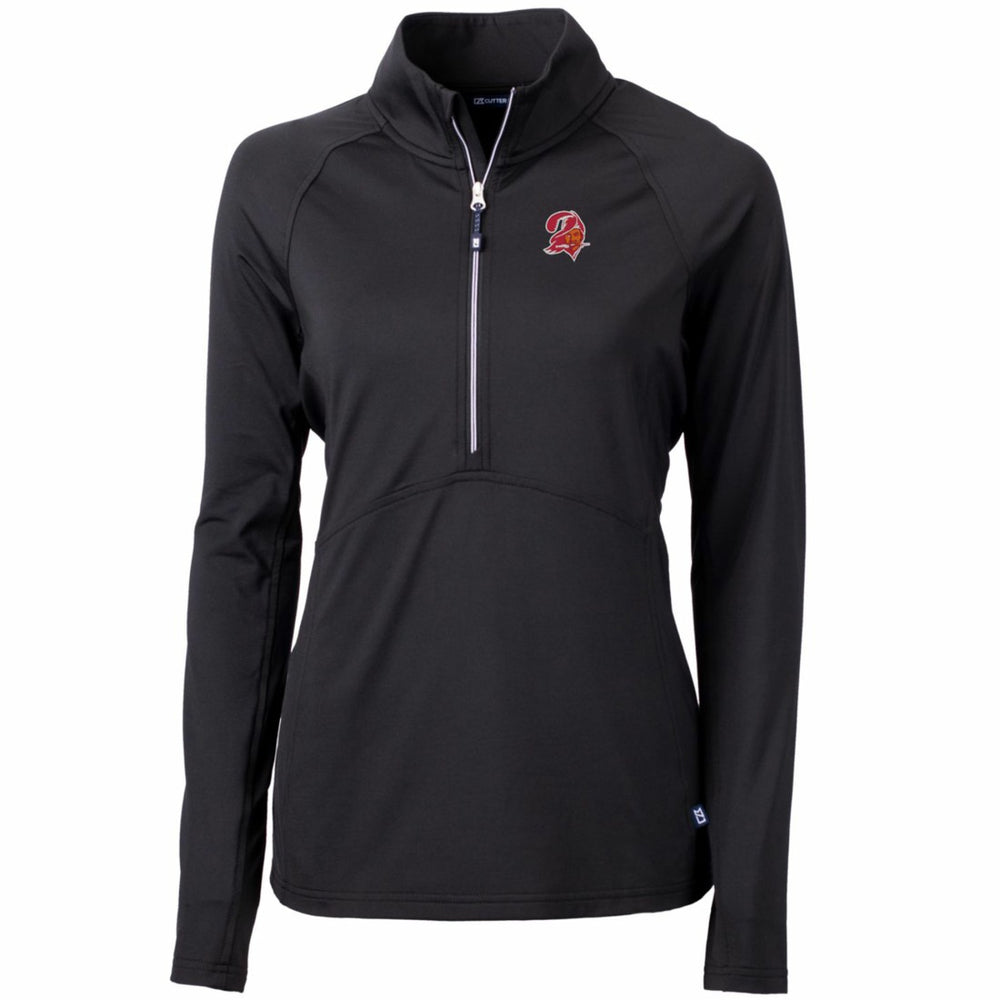 Tampa Bay Buccaneers Cutter & Buck Women's Throwback Logo Adapt Eco Knit Stretch Recycled Half-Zip Pullover Top - Black Pullover