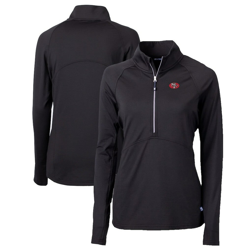 San Francisco 49ers Cutter & Buck Women's Throwback Logo Adapt Eco Knit Stretch Recycled Half-Zip Pullover Top - Black Pullover