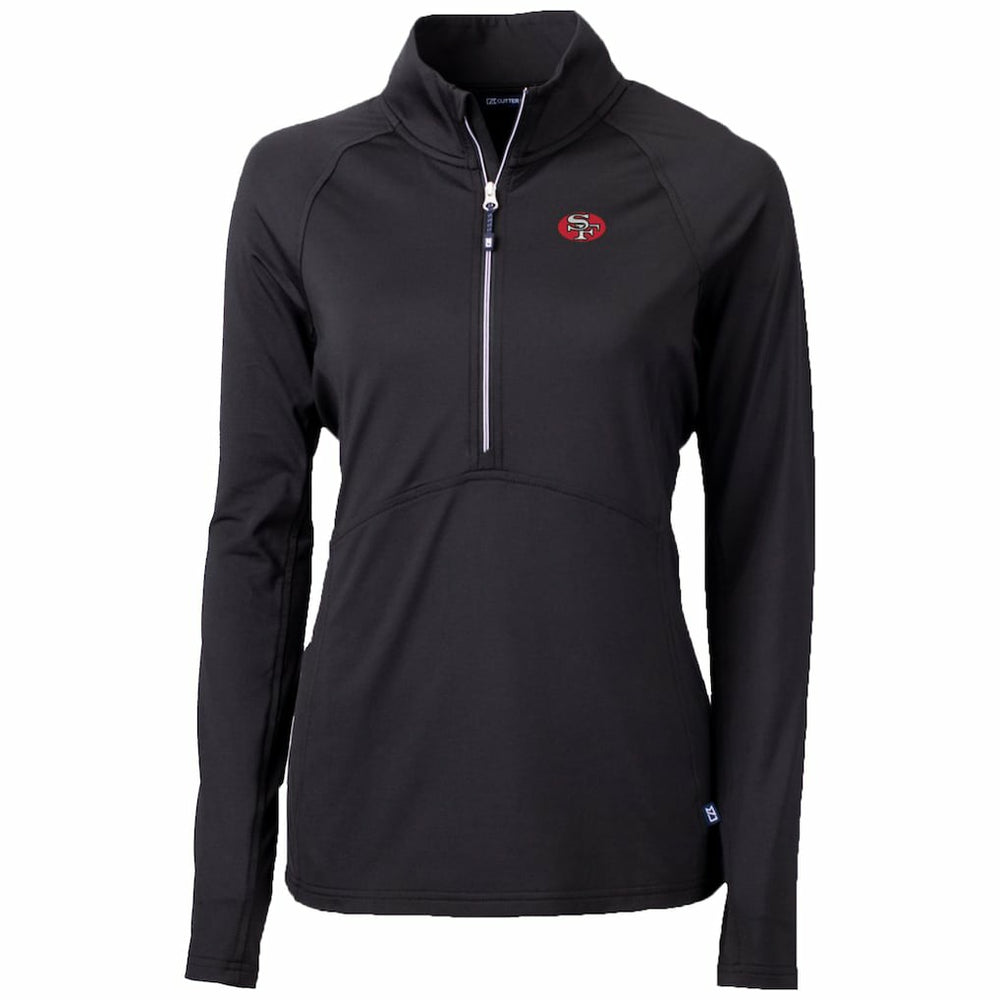 San Francisco 49ers Cutter & Buck Women's Throwback Logo Adapt Eco Knit Stretch Recycled Half-Zip Pullover Top - Black Pullover