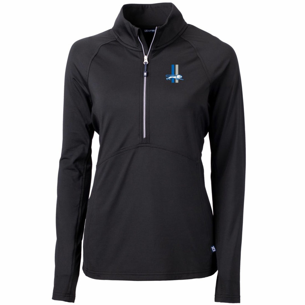 Detroit Lions Cutter & Buck Women's Throwback Logo Adapt Eco Knit Stretch Recycled Half-Zip Pullover Top - Black Pullover