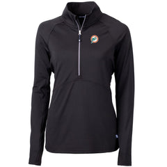Miami Dolphins Cutter & Buck Women's Throwback Logo Adapt Eco Knit Stretch Recycled Half-Zip Pullover Top - Black Pullover
