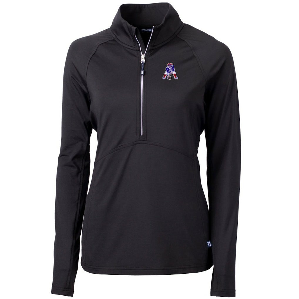 New England Patriots Cutter & Buck Women's Throwback Logo Adapt Eco Knit Stretch Recycled Half-Zip Pullover Top - Black Pullover