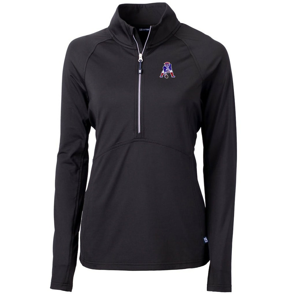 New England Patriots Cutter & Buck Women's Throwback Logo Adapt Eco Knit Stretch Recycled Half-Zip Pullover Top - Black Pullover