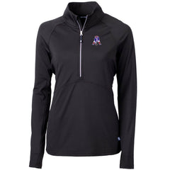 New England Patriots Cutter & Buck Women's Throwback Logo Adapt Eco Knit Stretch Recycled Half-Zip Pullover Top - Black Pullover