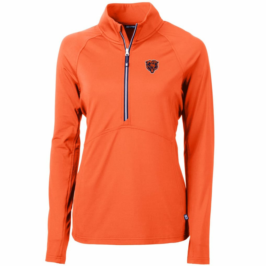 Chicago Bears Cutter & Buck Women's Throwback Logo Adapt Eco Knit Stretch Recycled Half-Zip Pullover Top - Orange Pullover