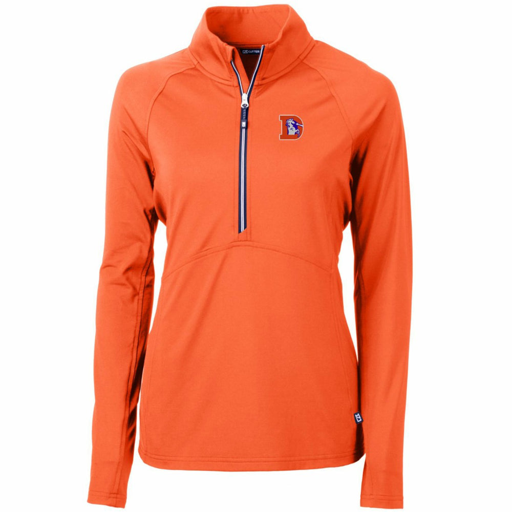 Denver Broncos Cutter & Buck Women's Throwback Logo Adapt Eco Knit Stretch Recycled Half-Zip Pullover Top - Orange Pullover