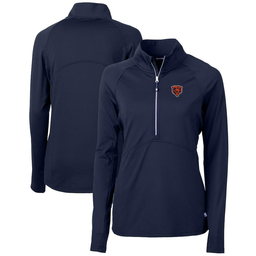 Chicago Bears Cutter & Buck Women's Throwback Logo Adapt Eco Knit Stretch Recycled Half-Zip Pullover Top - Navy Pullover