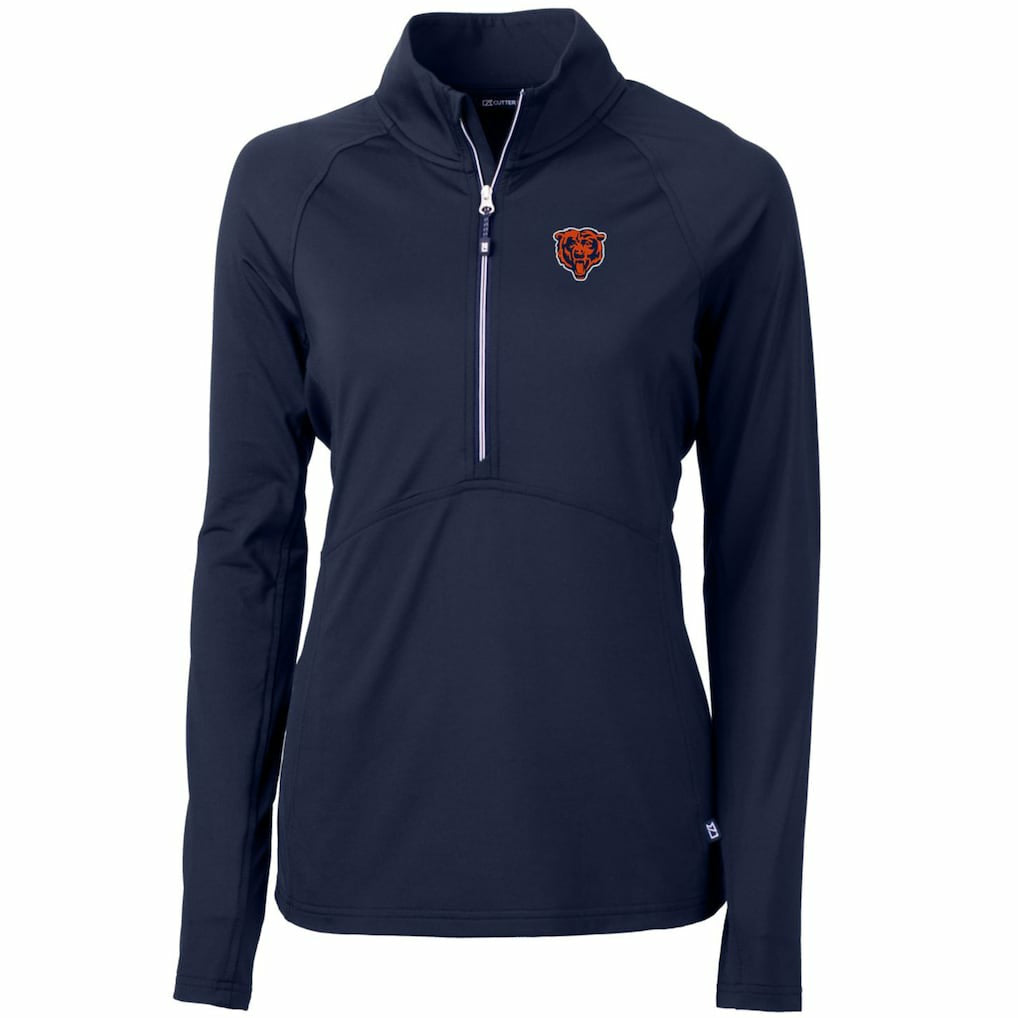 Chicago Bears Cutter & Buck Women's Throwback Logo Adapt Eco Knit Stretch Recycled Half-Zip Pullover Top - Navy Pullover