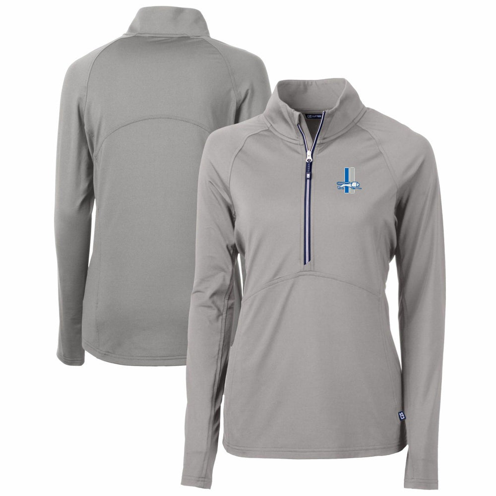 Detroit Lions Cutter & Buck Women's Throwback Logo Adapt Eco Knit Stretch Recycled Half-Zip Pullover Top - Gray Pullover