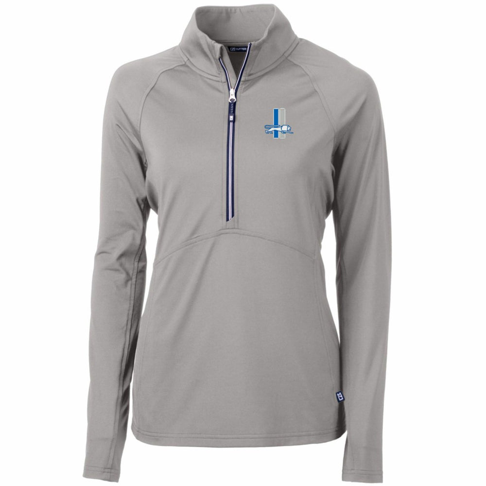 Detroit Lions Cutter & Buck Women's Throwback Logo Adapt Eco Knit Stretch Recycled Half-Zip Pullover Top - Gray Pullover
