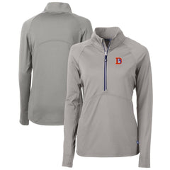 Denver Broncos Cutter & Buck Women's Throwback Logo Adapt Eco Knit Stretch Recycled Half-Zip Pullover Top - Gray Pullover