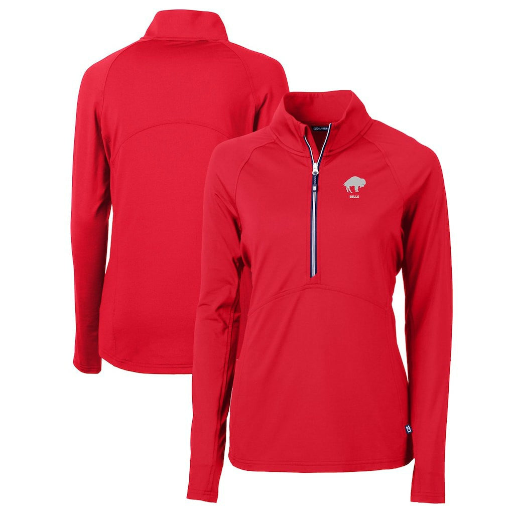 Buffalo Bills Cutter & Buck Women's Throwback Logo Adapt Eco Knit Stretch Recycled Half-Zip Pullover Top - Red Pullover