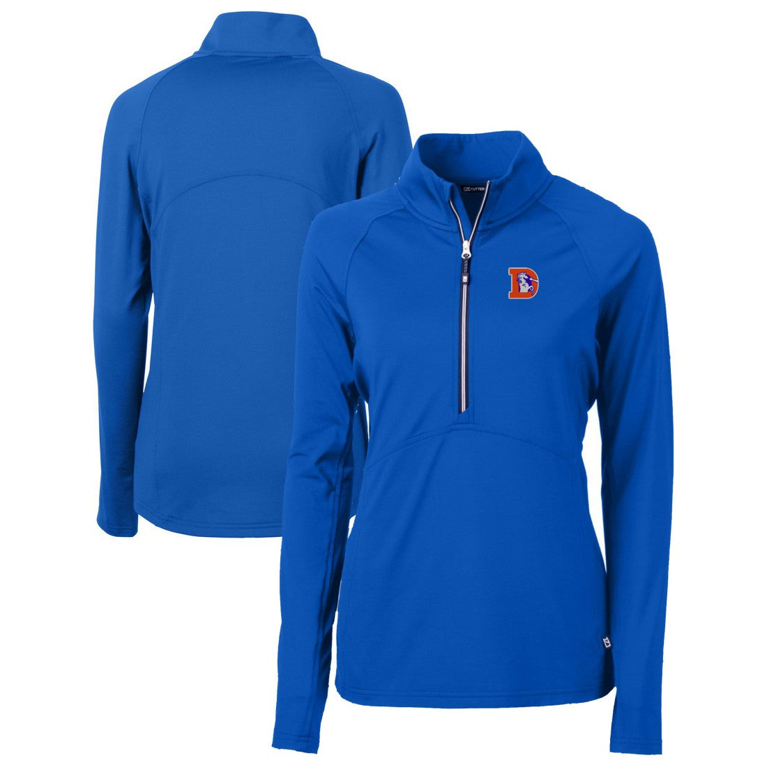 Denver Broncos Cutter & Buck Women's Throwback Logo Adapt Eco Knit Stretch Recycled Half-Zip Pullover Top - Royal Pullover