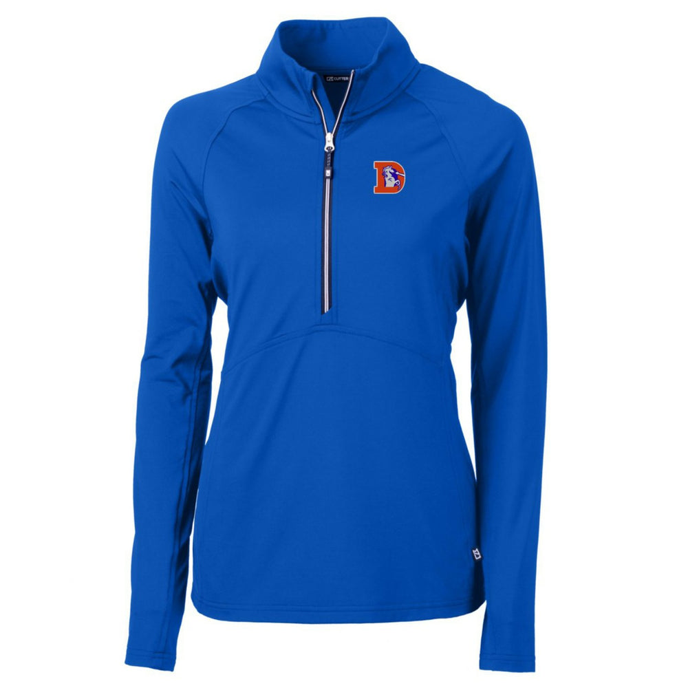 Denver Broncos Cutter & Buck Women's Throwback Logo Adapt Eco Knit Stretch Recycled Half-Zip Pullover Top - Royal Pullover