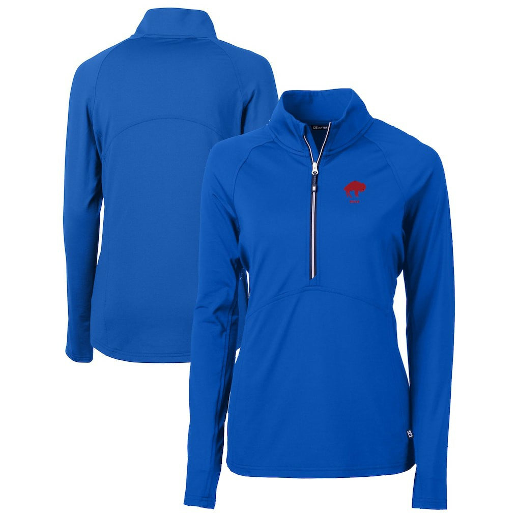 Buffalo Bills Cutter & Buck Women's Throwback Logo Adapt Eco Knit Stretch Recycled Half-Zip Pullover Top - Royal Pullover