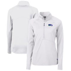 Seattle Seahawks Cutter & Buck Women's Throwback Logo Adapt Eco Knit Stretch Recycled Half-Zip Pullover Top - White Pullover