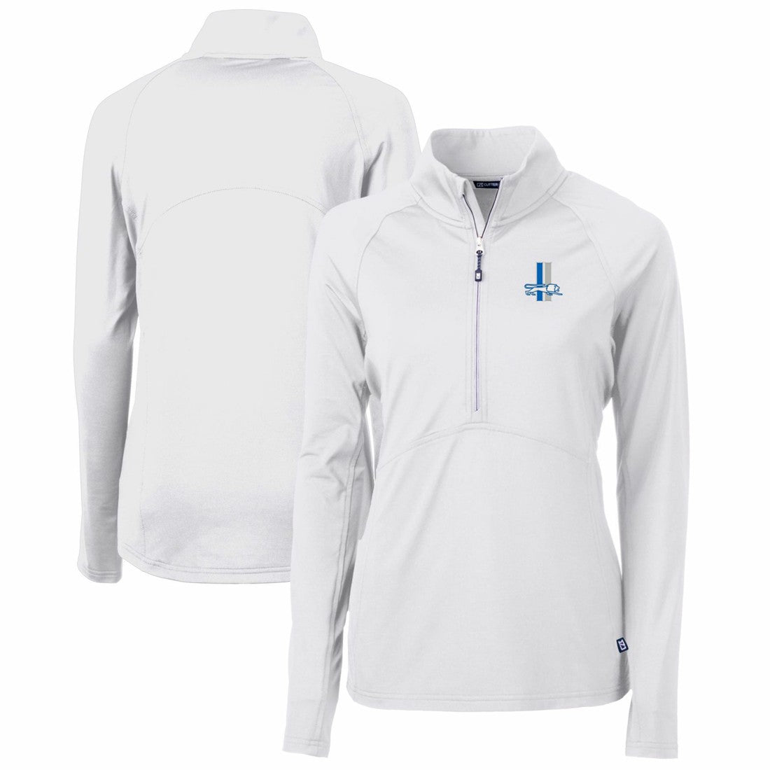 Detroit Lions Cutter & Buck Women's Throwback Logo Adapt Eco Knit Stretch Recycled Half-Zip Pullover Top - White Pullover