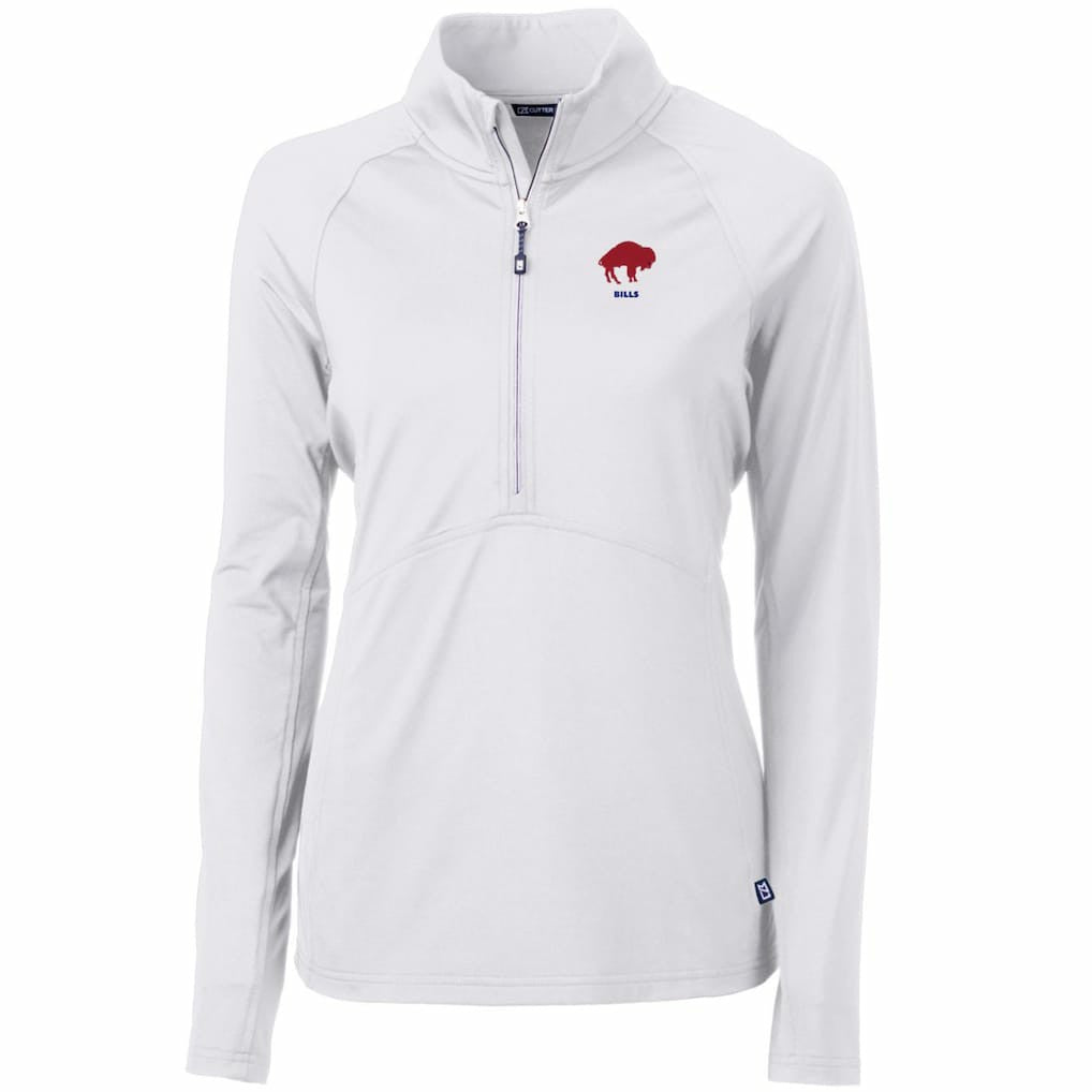 Buffalo Bills Cutter & Buck Women's Throwback Logo Adapt Eco Knit Stretch Recycled Half-Zip Pullover Top - White Pullover