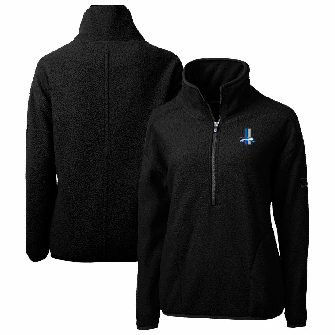 Detroit Lions Cutter & Buck Women's Throwback Logo Cascade Eco Sherpa Fleece Half-Zip Pullover Jacket - Black Pullover
