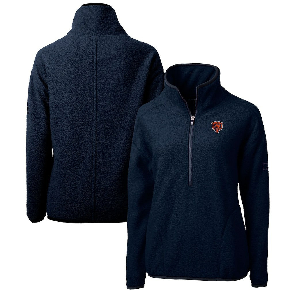 Chicago Bears Cutter & Buck Women's Throwback Logo Cascade Eco Sherpa Fleece Half-Zip Pullover Jacket - Navy Pullover