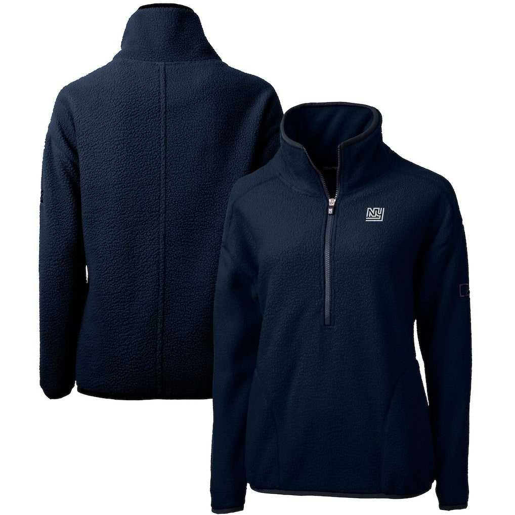 New York Giants Cutter & Buck Women's Throwback Logo Cascade Eco Sherpa Fleece Half-Zip Pullover Jacket - Navy Pullover