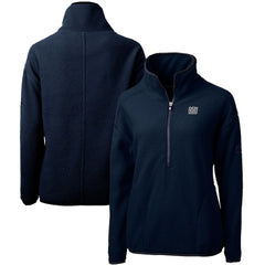New York Giants Cutter & Buck Women's Throwback Logo Cascade Eco Sherpa Fleece Half-Zip Pullover Jacket - Navy Pullover
