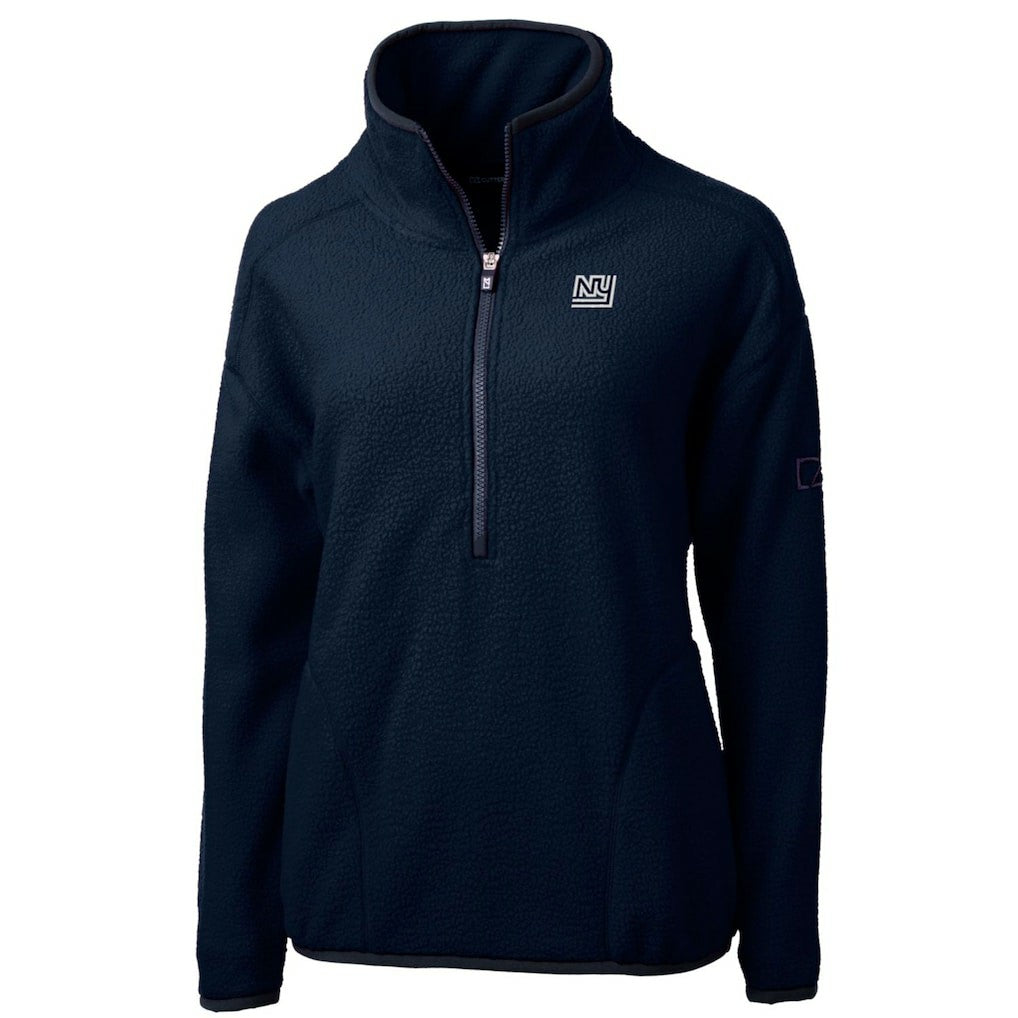 New York Giants Cutter & Buck Women's Throwback Logo Cascade Eco Sherpa Fleece Half-Zip Pullover Jacket - Navy Pullover