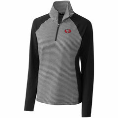 San Francisco 49ers Cutter & Buck Women's Throwback Logo Forge Tonal Stripe Stretch Half-Zip Pullover Top - Black Pullover