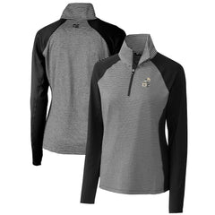 New Orleans Saints Cutter & Buck Women's Throwback Logo Forge Tonal Stripe Stretch Half-Zip Pullover Top - Black Pullover