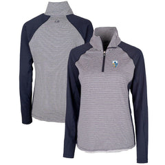 Los Angeles Chargers Cutter & Buck Women's Throwback Logo Forge Tonal Stripe Stretch Half-Zip Pullover Top - Navy Pullover