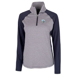 Los Angeles Chargers Cutter & Buck Women's Throwback Logo Forge Tonal Stripe Stretch Half-Zip Pullover Top - Navy Pullover