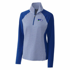 Seattle Seahawks Cutter & Buck Women's Throwback Logo Forge Tonal Stripe Stretch Half-Zip Pullover Top - Royal Pullover